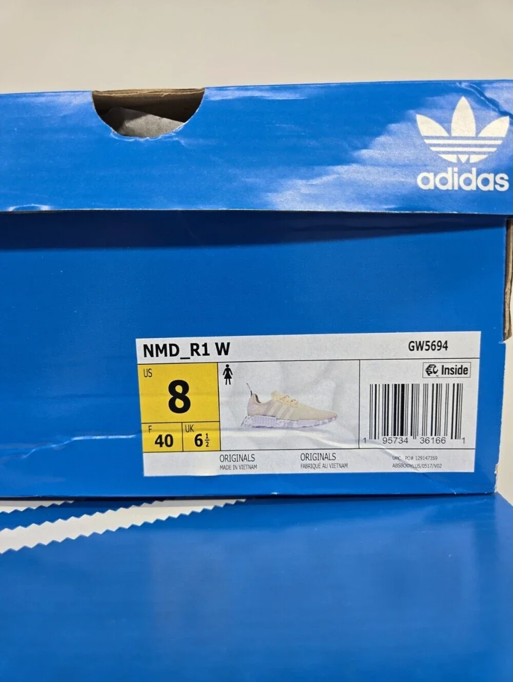 Adidas Women's NMD_R1 GW5694 Wonder White Purple Tint Shoes Size 8